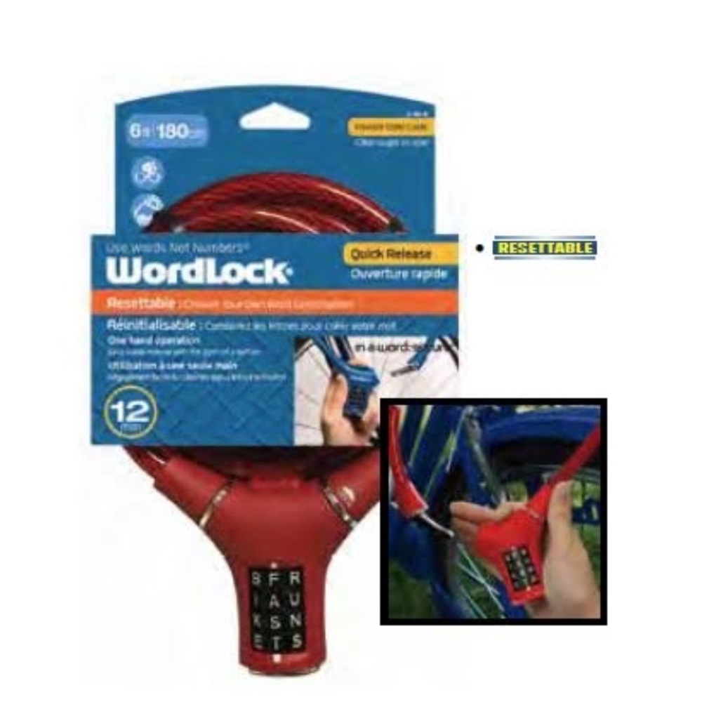 Red Resettable Combination Cable Lock